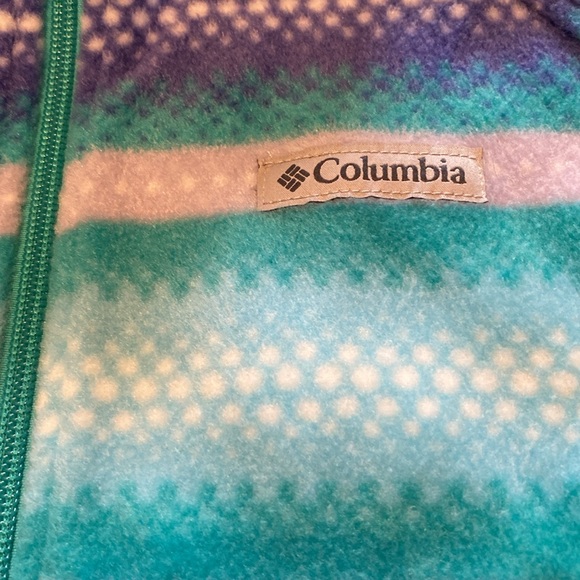 Girl’s Size Large Columbia Fleece- Cute turquoise & purple pattern! Like New! - Picture 4 of 6